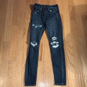 American Eagle Next Level Stretch Distressed Hi-Rise Jeggings 2 Regular